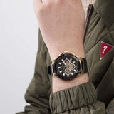 Guess Matrix Multifunction Gold Dial Black Rubber Strap Watch For Men - GW0423G2 Authentic Buy Shop Now