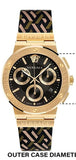 Versace Greca Chronograph Black Dial Brown Leather Strap Watch For Men - VEZ900621 Authentic Buy Shop Now