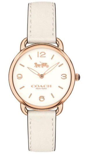 Coach Delancey White Dial White Leather Strap Watch for Women - 14502790 Authentic Buy Shop Now