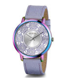 Guess Dahlia Analog Silver Dial Purple Leather Strap Watch For Women - GW0529L4 Authentic Buy Shop Now
