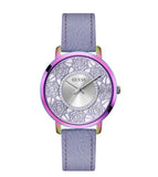 Guess Dahlia Analog Silver Dial Purple Leather Strap Watch For Women - GW0529L4 Authentic Buy Shop Now