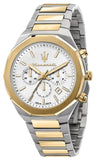 Maserati Stile Chronograph White Dial Two Tone Steel Strap Watch For Men - R8873642009 Authentic Buy Shop Now