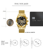Guess Continental Chronograph Black Dial Gold Mesh Strap Watch For Men - GW0582G2 Authentic Buy Shop Now