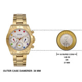 Guess Exclusive Multi Color White Dial Gold Steel Strap Watch for Women - GW0457L1 Authentic Buy Shop Now