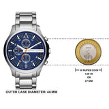 Armani Exchange Hampton Chronograph Blue Dial Silver Steel Strap Watch For Men - AX2155 Authentic Buy Shop Now