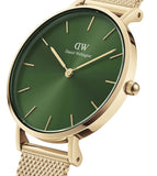 Daniel Wellington Petite Emerald Green Dial Gold Mesh Strap Watch For Women - DW00100480 Authentic Buy Shop Now