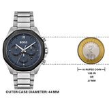 Hugo Boss Cloud Chronograph Blue Dial Silver Steel Strap Watch For Men - 1514015 Authentic Buy Shop Now