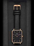 Daniel Wellington Quadro Black Dial Black Leather Strap Watch For Women - DW00100449 Authentic Buy Shop Now