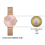 Daniel Wellington Petite Melrose Pink Dial Rose Gold Mesh Strap Watch For Women - DW00100367 Authentic Buy Shop Now