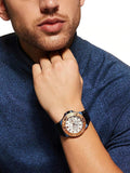 Guess Force Multi Function White Dial Blue Leather Strap Watch For Men - W0674G7 Authentic Buy Shop Now