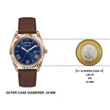 Guess Connoisseur Blue Dial Brown Leather Strap Watch For Men - GW0353G2 Authentic Buy Shop Now