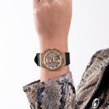 Guess Princess Crystals Gold Dial Black Silicone Strap Watch For Women - GW0439L2 Authentic Buy Shop Now