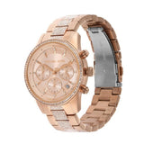 Michael Kors Ritz Chronograph Rose Gold Dial Rose Gold Steel Strap Watch For Women - MK6485 Authentic Buy Shop Now