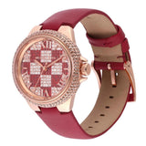 Michael Kors Camille Three Hand Crystals Rose Gold Dial Red Leather Strap Watch For Women - MK4701 Authentic Buy Shop Now