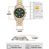 Michael Kors Lexington Chronograph Green Dial Two Tone Steel Strap Watch For Women - MK7303 Authentic Buy Shop Now
