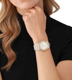 Michael Kors Lennox Three Hand Silver Dial Two Tone Steel Strap Watch For Women - MK7338 Authentic Buy Shop Now