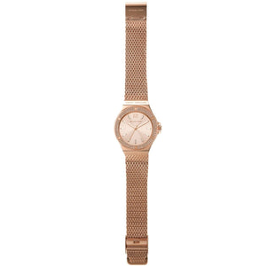 Michael Kors Lennox Three Hand Rose Gold Dial Rose Gold Mesh Strap Watch For Women - MK7336 Authentic Buy Shop Now