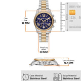 Michael Kors Lexington Chronograph Blue Dial Two Tone Steel Strap Watch For Women - MK7218 Authentic Buy Shop Now
