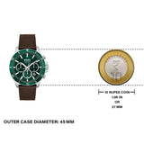 Hugo Boss Troper Chronograph Green Dial Brown Leather Strap Watch For Men - 1514098 Authentic Buy Shop Now