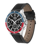 Hugo Boss Troper Chronograph Black Dial Black Leather Strap Watch For Men - 1514099 Authentic Buy Shop Now