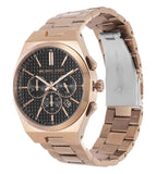 Michael Kors Lennox Chronograph Black Dial Rose Gold Steel Strap Watch For Men - MK9119 Authentic Buy Shop Now