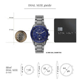 Michael Kors Accelerator Chronograph Blue Dial Grey Steel Strap Watch For Men - MK9111 Authentic Buy Shop Now