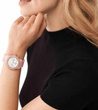 Michael Kors Runway Chronograph White Dial Pink Steel Strap Watch for Women - MK7424 Authentic Buy Shop Now