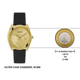 Guess Cubed Analog Gold Dial Black Silicone Strap Watch For Women - GW0665L1 Authentic Buy Shop Now