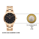 Daniel Wellington Iconic Link Black Dial Rose Gold Steel Strap Watch for Women - DW00100210 Authentic Buy Shop Now