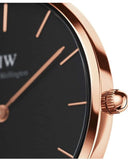 Daniel Wellington Petite Melrose Black Dial Rose Gold Mesh Strap Watch For Women - DW00100303 Authentic Buy Shop Now