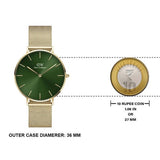 Daniel Wellington Petite Emerald Green Dial Gold Mesh Strap Watch For Women - DW00100481 Authentic Buy Shop Now