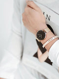 Daniel Wellington Classic Petite Melrose Black Dial Rose Gold Mesh Bracelet Watch For Women - DW00100217 Authentic Buy Shop Now