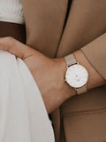 Daniel Wellington Classic Petite White Dial Gold Mesh Bracelet Watch For Women - DW00100348 Authentic Buy Shop Now