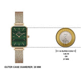 Daniel Wellington Quadro Melrose Green Dial Rose Gold Mesh Strap Watch For Women - DW00100437 Authentic Buy Shop Now