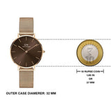 Daniel Wellington Petite Melrose Brown Dial Rose Gold Mesh Strap Watch For Women - DW00100477 Authentic Buy Shop Now
