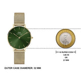 Daniel Wellington Petite Emerald Green Dial Gold Mesh Strap Watch For Women - DW00100480 Authentic Buy Shop Now