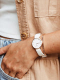Daniel Wellington Classic Petite Dover White Dial White Nylon Strap Watch For Women - DW00100313 Authentic Buy Shop Now