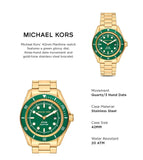 Michael Kors Maritime Analog Green Dial Gold Steel Strap Watch for Men - MK9162 Authentic Buy Shop Now
