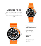Michael Kors Maritime Three-Hand Analog Black Dial Orange Silicone Strap Watch for Men - MK9157 Authentic Buy Shop Now