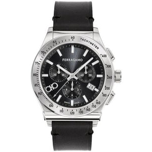 Salvatore Ferragamo 1927 Chrono Analog Black Dial Black Leather Strap Watch for Men - SFKZ00123 Authentic Buy Shop Now