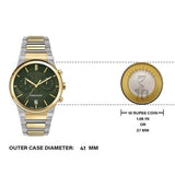 Salvatore Ferragamo Sapphire Chrono Green Dial Two Tone Steel Strap Watch for Men - SFME01223 Authentic Buy Shop Now