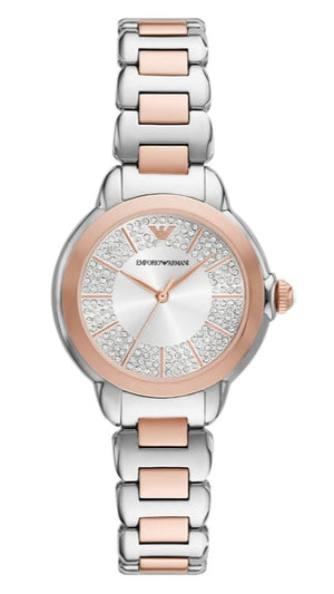 Emporio Armani Mia Three-Hand Analog Crystal Silver Dial Two Tone Steel Strap Watch For Women - AR11643 Authentic Buy Shop Now