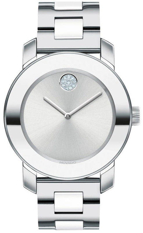 Movado Bold Ceramic Silver Dial Silver Steel Strap Watch for Women - 3600638 Authentic Buy Shop Now