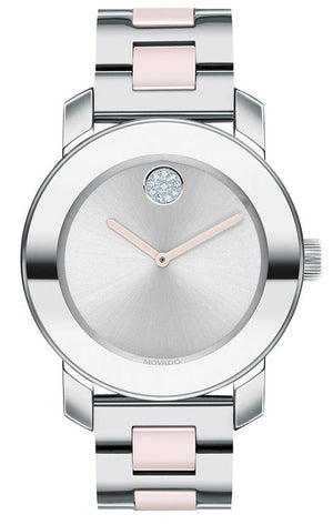 Movado Bold Silver Dial Two Tone Steel Strap Watch for Women - 3600702 Authentic Buy Shop Now