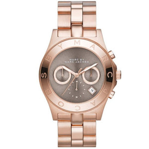 Marc Jacobs Blade Chronograph Brown Dial Rose Gold Steel Strap Watch for Women - MBM3308 Authentic Buy Shop Now