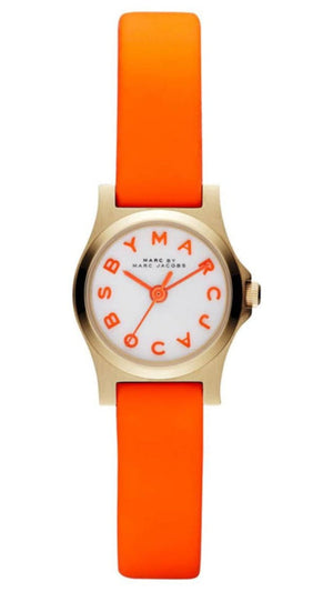 Marc Jacobs Henry Dinky White Dial Orange Leather Strap Watch for Women - MBM1236 Authentic Buy Shop Now