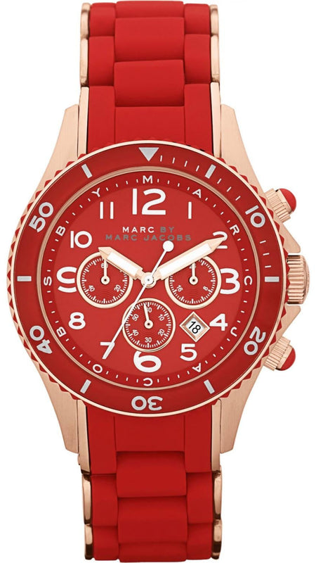 Marc Jacobs Rock Chronograph Red Dial Red Silicone Strap Watch for Women - MBM2577 Authentic Buy Shop Now