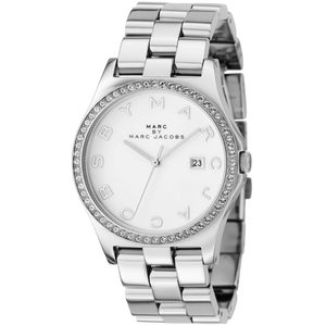 Marc Jacobs Henry Diamonds White Dial Silver Steel Strap Watch for Women - MBM3044 Authentic Buy Shop Now