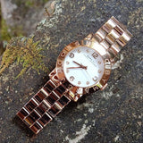 Marc Jacobs Amy White Dial Rose Gold Steel Strap Watch for Women - MBM3077 Authentic Buy Shop Now