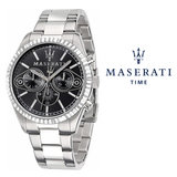 Maserati Competizione Chronograph Black Dial Silver Steel Strap Watch For Men - R8853100014 Authentic Buy Shop Now